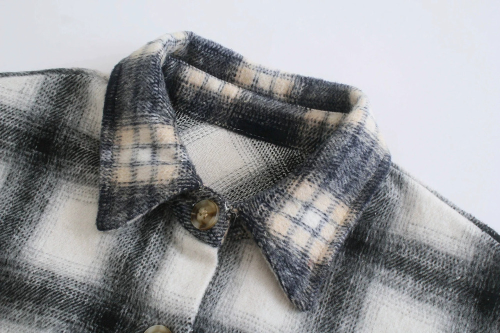 Spring Black White Checkered Loose Jacket